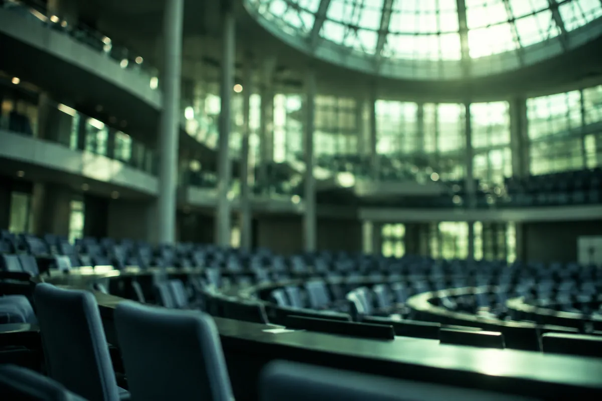 Unscharfe Sitzreihen in einem Plenarsaal